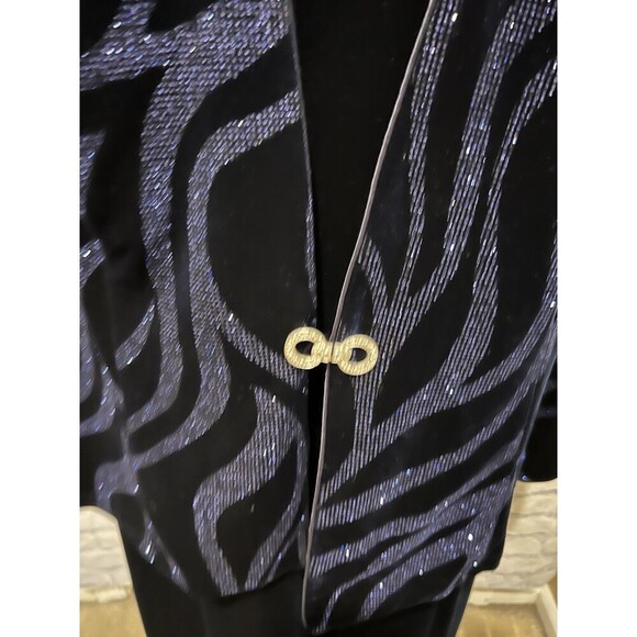 R&M Richards Plus Size Blue Velvet Sleeveless Dress with Glitter Jacket Size 20W - Picture 3 of 16